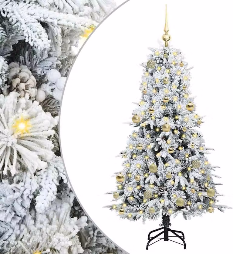 Albero di Natale Artificiale con Rami Pieghevoli Bianco 150 cm