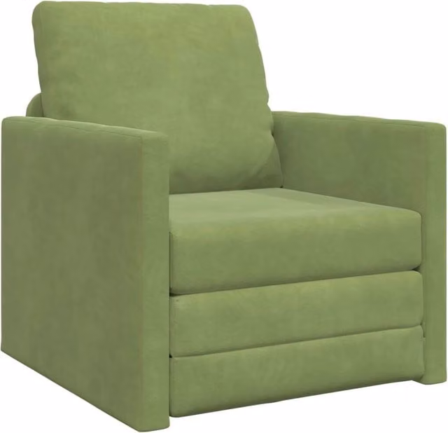 Divano letto singolo in velluto verde chiaro con braccioli L/P/H: 74 x 77 x 81 cm