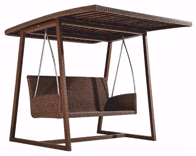 Casa Padrino - Altalena hollywoodiana con tettuccio parasole, marrone scuro, 226 cm - Mobili da giardino