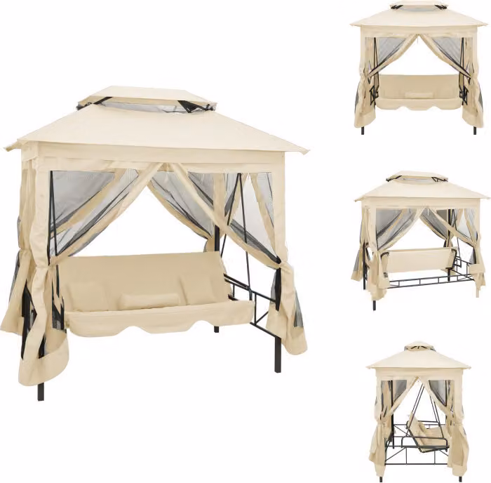 vidaXL Pavilion Panchina trasformabile per altalena bianco crema - Hollywood Swings