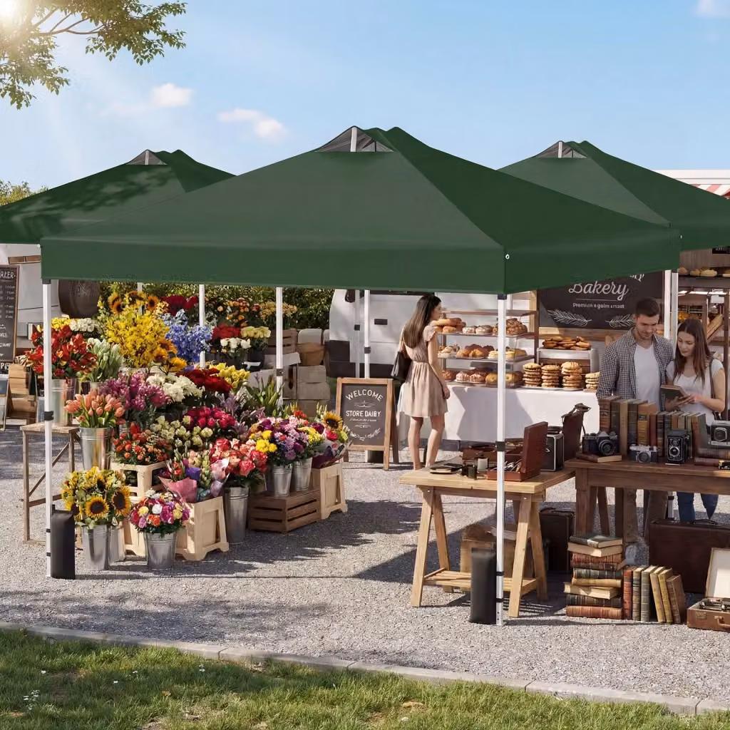 Tenda a gazebo DESIGN IN con installazione istantanea, tettuccio argento e colore verde, L 300 x P 300 x H 270 cm – 2