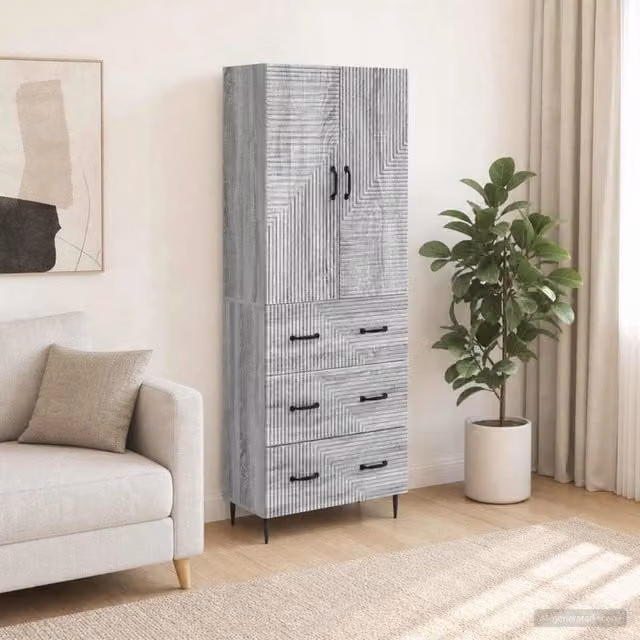 Set di 2 armadi moderni vidaXL in legno grigio opaco L/P/H: 66 x 34,5 x 90 cm