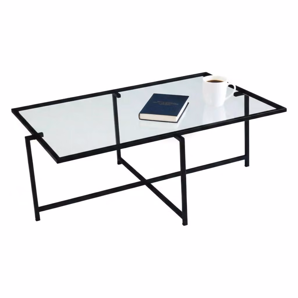 Tavolino da salotto Anna DMORA con piano in vetro nero e trasparente, L: 94 cm, P: 64 cm, H: 35 cm – 2