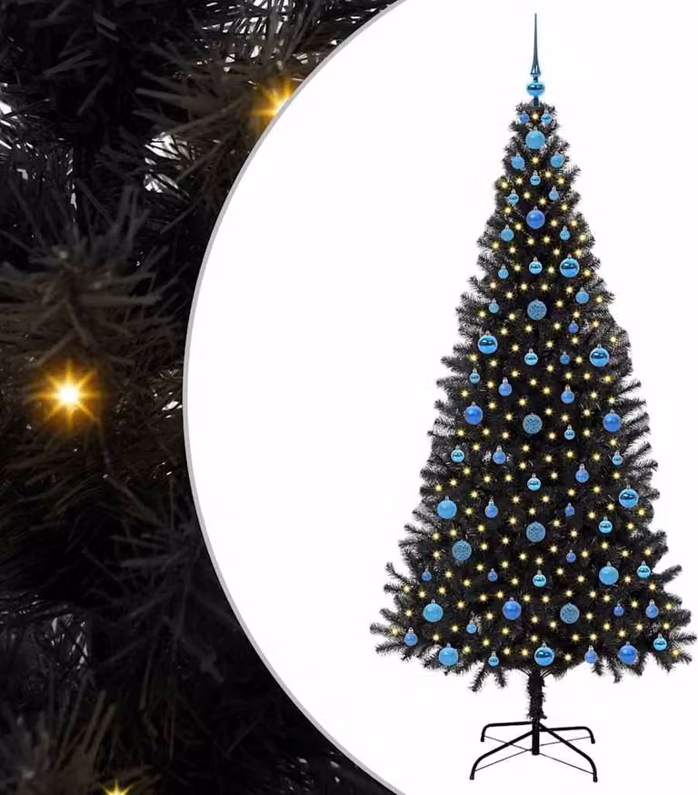 Albero di Natale con 300 LED con supporto Nero 210 cm PVC