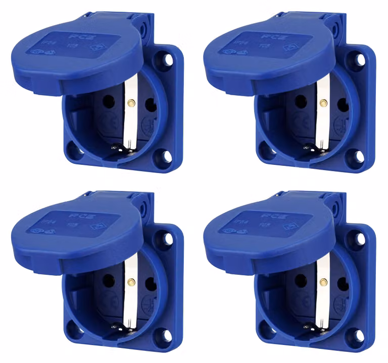 Set di 4 prese da incasso, grado di protezione IP54, dimensioni 50 x 50 mm