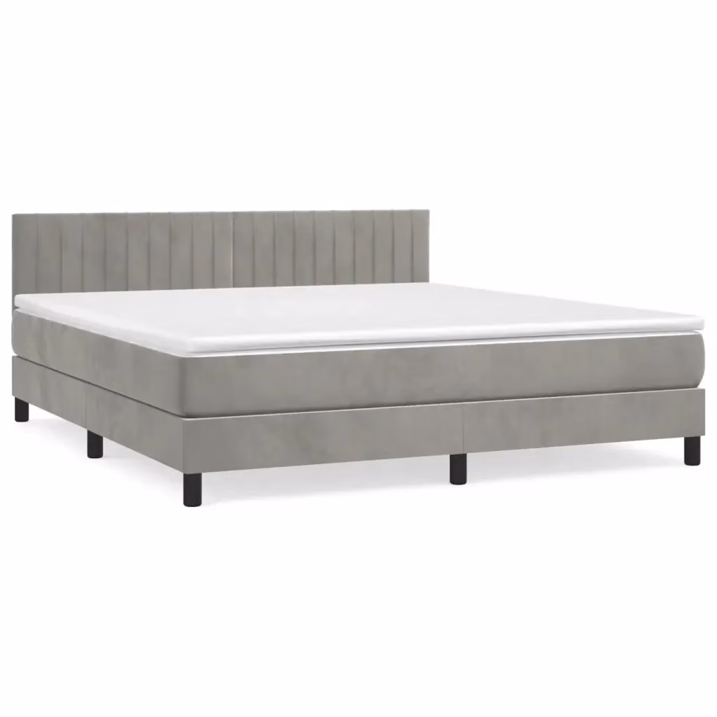 Letto Ibrido con Giroletto a Molle e Materasso vidaXL in Velluto Grigio Chiaro e Bianco L/P: 180 x 200 cm – 2