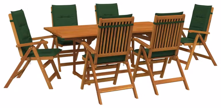 Set da giardino da 7 pezzi, realizzato in legno massello di acacia naturale