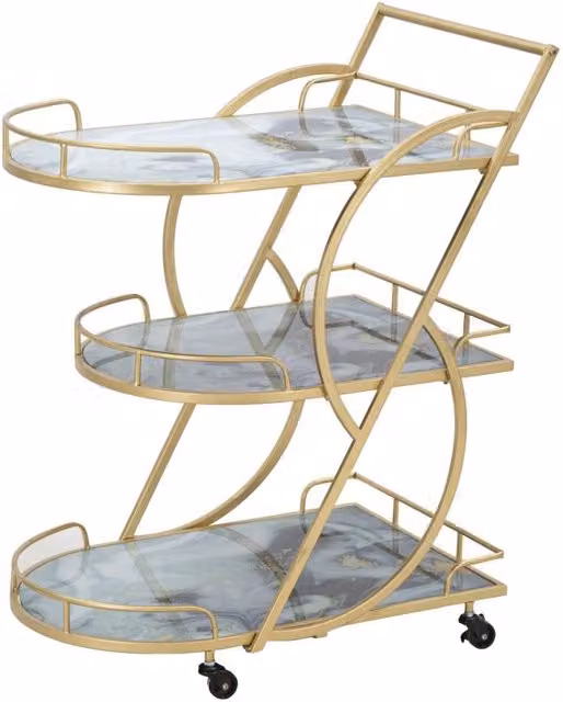 Carrello Marble Glass Mix 71x45,5x84,5 cm in Ferro e MDF e Vetro Oro e Multicolor