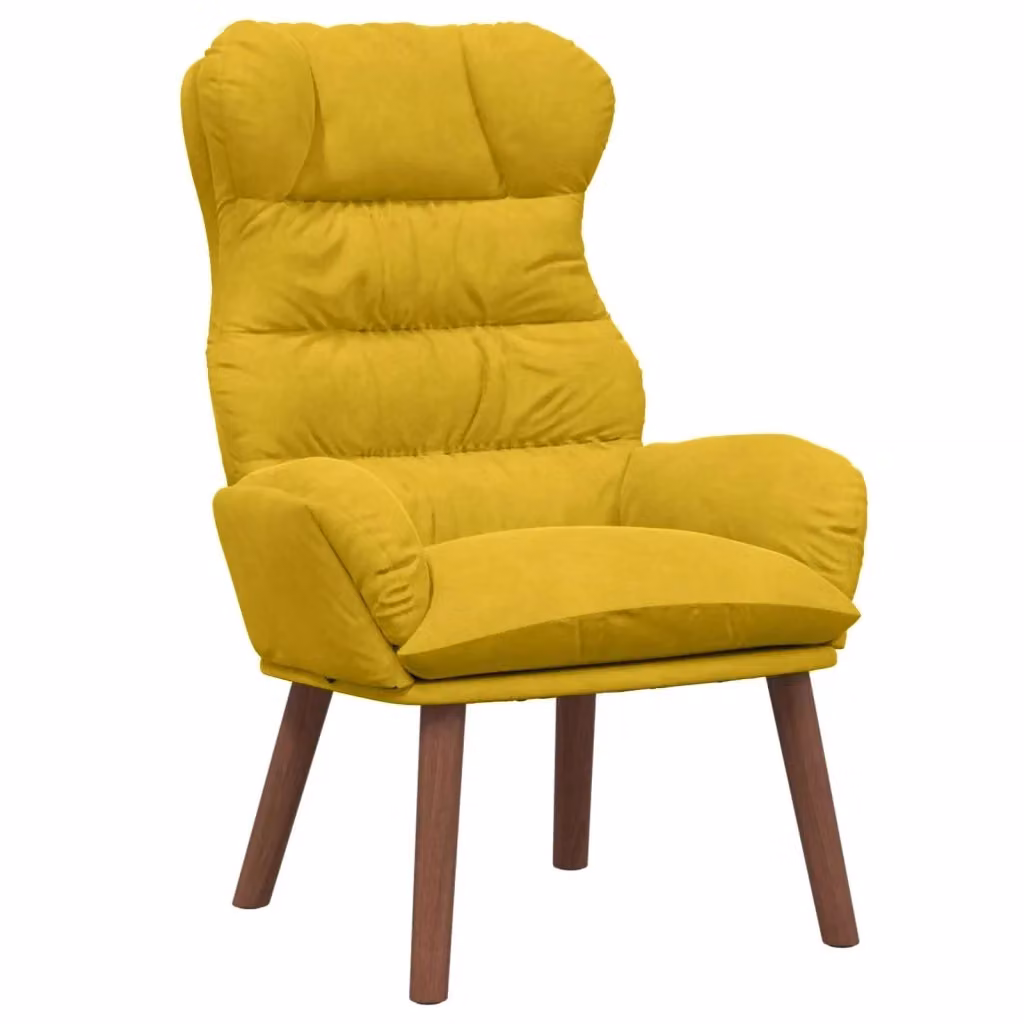 Poltrona moderna in velluto giallo con braccioli e struttura in legno 878305 L/P/H: 69 x 74 x 93 cm – 2