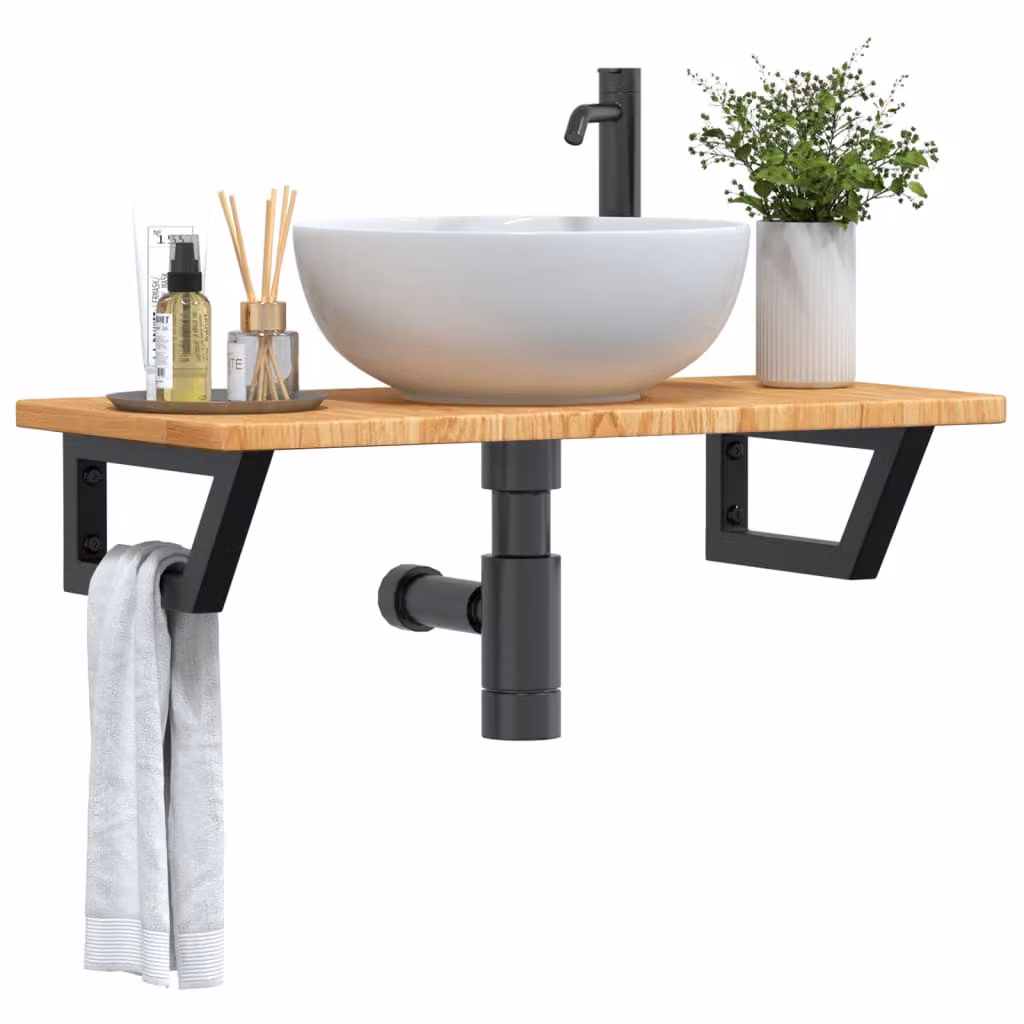 vidaXL Ripiano a Parete per Lavabo in Rovere e Metallo Moderno Multicolore