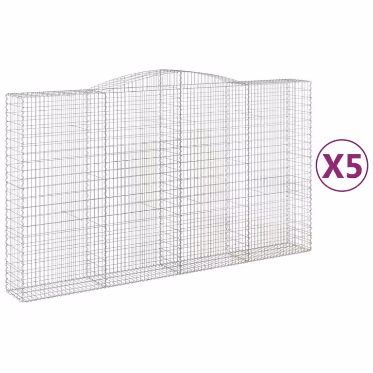 Cesti Gabbioni ad Arco 5 pz 400x50x220/240 cm Ferro Zincato