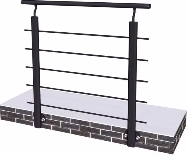 Ringhiera Balaustra Aica Italy in Alluminio Nero Opaco con Fissaggio a Parete L: 100 cm, H: 100 cm