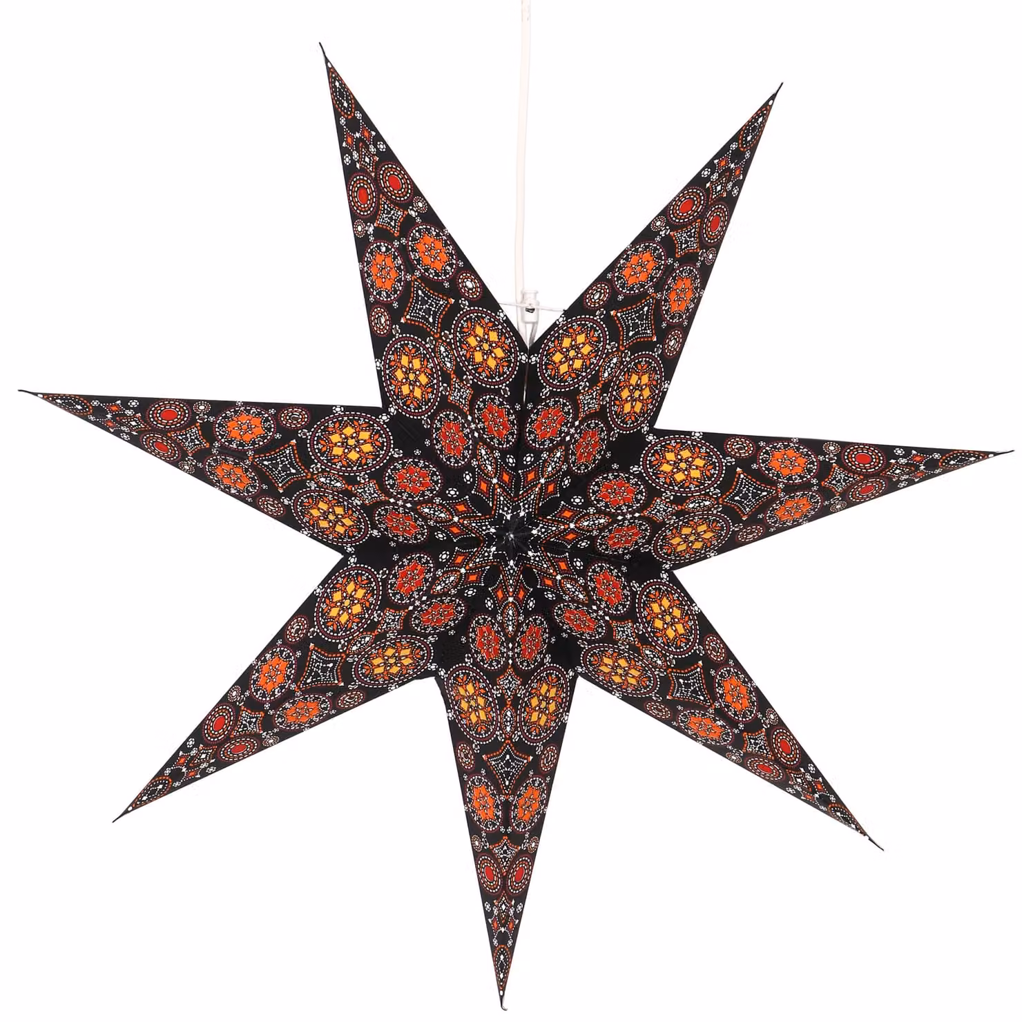 Stella pieghevole di carta illuminata dell'Avvento, stella di Natale 60 cm - Nina nera e colorata, multicolore, decorazione della finestra a stella
