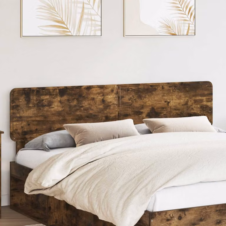Testiera per letto vidaXL in legno ingegnerizzato rovere fumé marrone con design minimalista