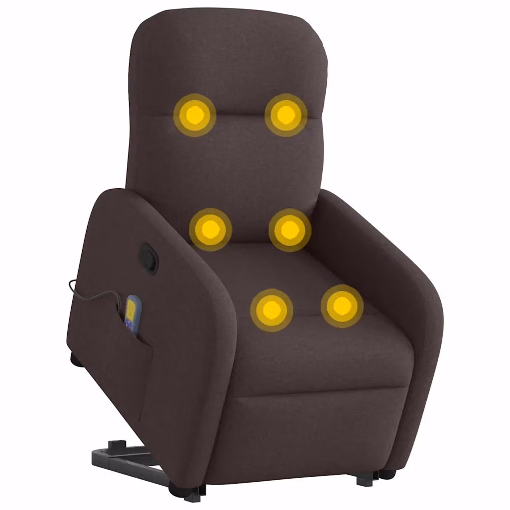 Poltrona Alzapersona Reclinabile con Massaggio vidaXL, Colore Marrone, Tessuto e Schiuma, Ideale per Senior e Living Room – 2