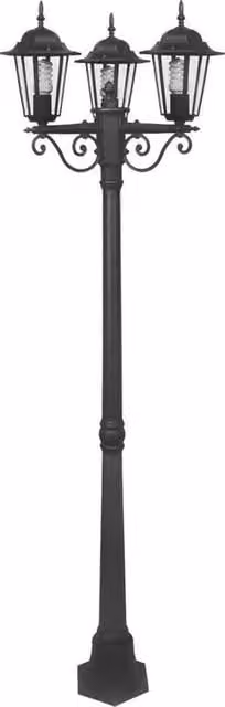 Lampione da giardino EGLO classico in alluminio nero con 3 luci E27 e vetro trasparente, Altezza: 192 cm, IP44
