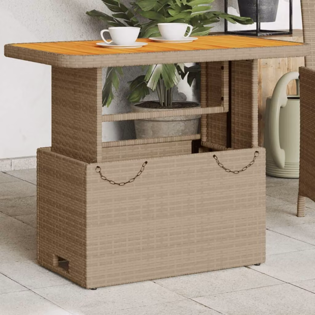 Maison Exclusive - Tavolo da giardino beige 90x55x71 cm in polyrattan e legno di acacia