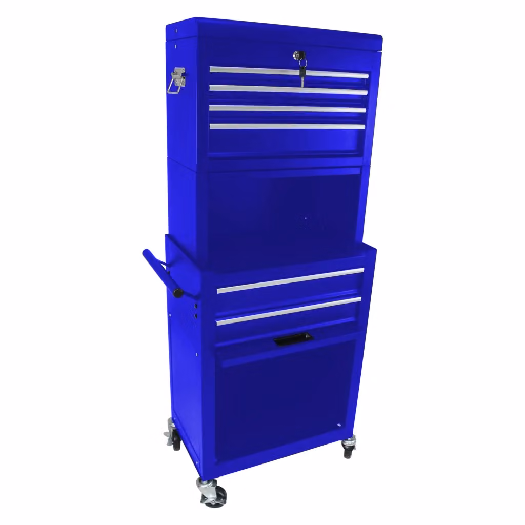 Mobile contenitore in acciaio con 6 cassetti e ruote bloccabili blu per garage e officina L/P/H: 100,0 x 58,3 x 71,8 cm – 2