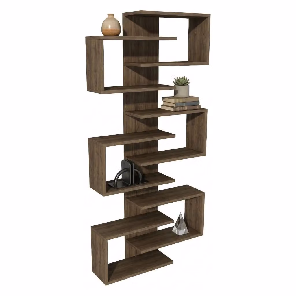 Libreria Moderna DMORA Biblioteca Trenzano con 11 Ripiani, Marrone, L: 75 cm, P: 21 cm, H: 161 cm – 2