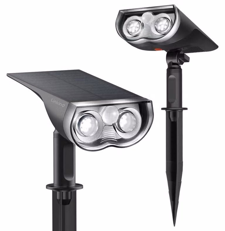 Lampada da giardino solare con sensore di movimento, 6500 K, grado di protezione IP67, 1000 lumen, confezione da 2.
