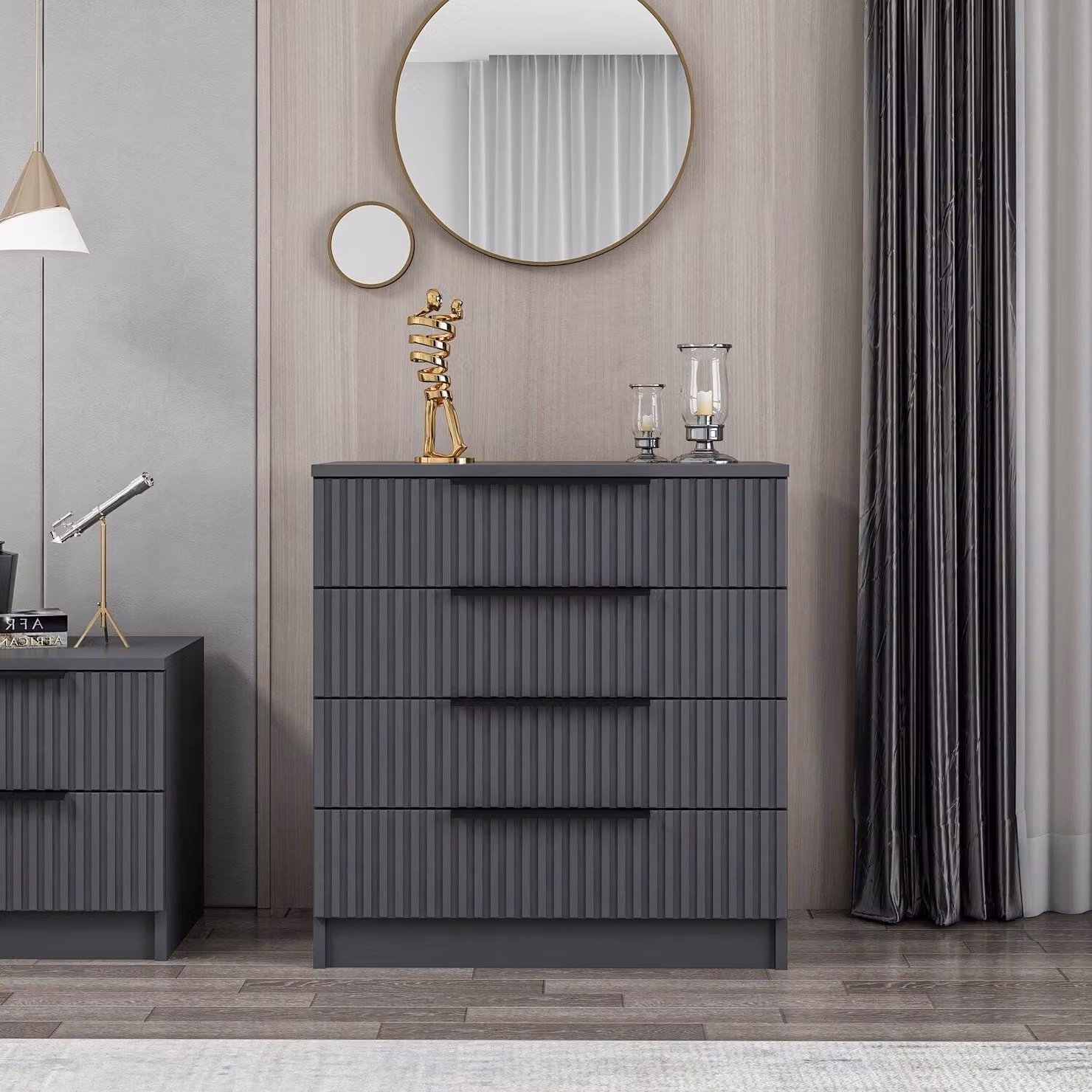 Skye Decor, Kale - 7899, cassettiera, 100% pannelli truciolari rivestiti in melamina, antracite, 72 x 42 x 77 cm