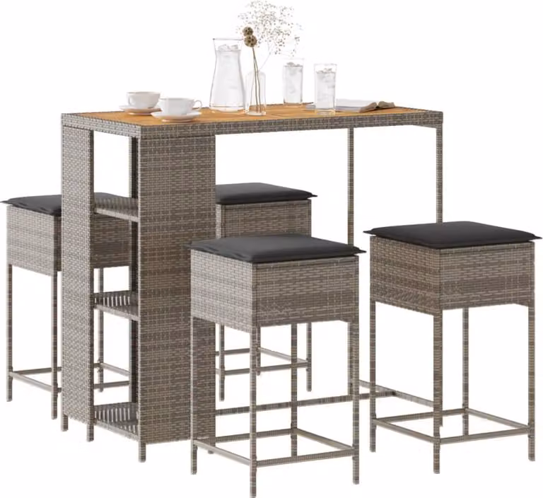 Maison Exclusive - Set da bar da giardino 5 pezzi con cuscini grigio in polyrattan