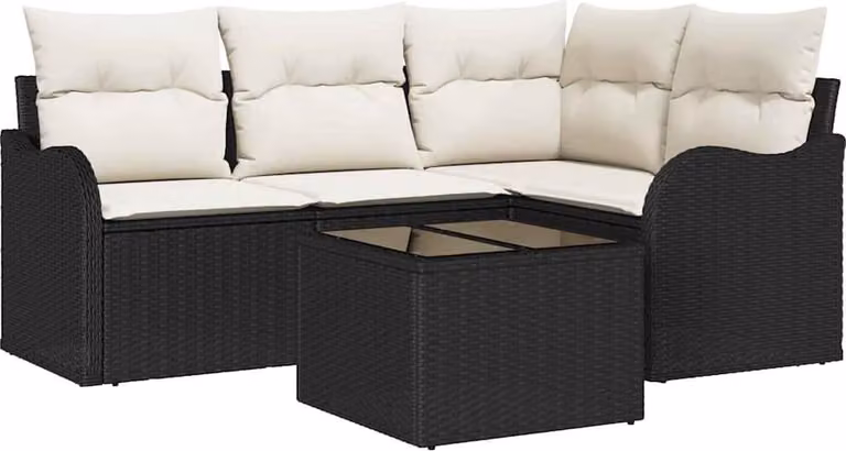 Set Divano da Giardino 5 pcs Marrone polyrattan