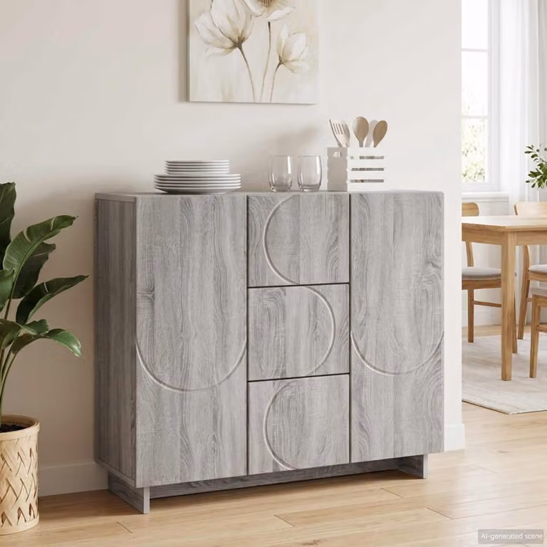 Credenza moderna vidaXL in legno ingegnerizzato grigio L: 85,5 cm, P: 31 cm, H: 75 cm