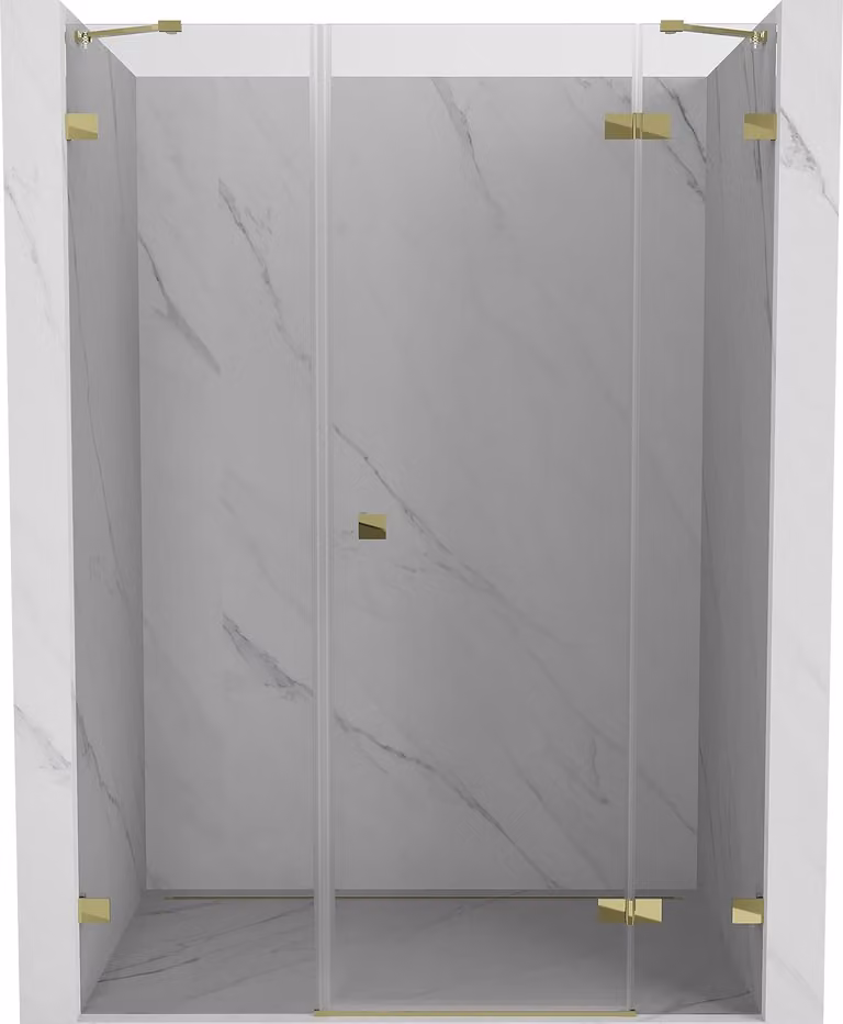 Mexen Lunar porta doccia battente destra 160 cm, trasparente, oro - 834S-160-050-50-00-P