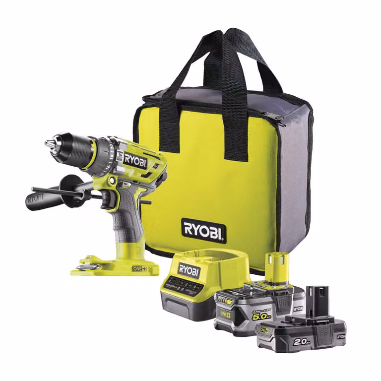 RYOBI trapano a percussione a batteria R18PD7-202B ONE+ avvitatore a batteria, trapano con batteria e caricabatteria, 18V