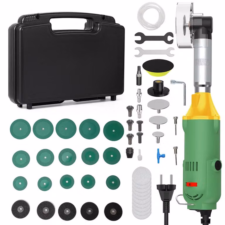 Levigatrice angolare elettrica - Utensile per tagli a 90° per piastrelle in Vetroceramica - 6 velocità - Per levigatura e lucidatura - Per la pulizia - Senza batteria - Colore: verde