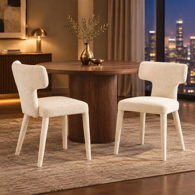 Set di 2 sedie da pranzo 45x47,5x80,7 cm in tessuto bianco e metallo –