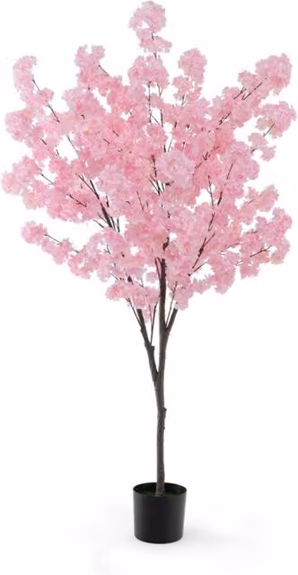 Albero di fiori di ciliegio finti con 900 fiori rosa in vaso per casa e ufficio – 1