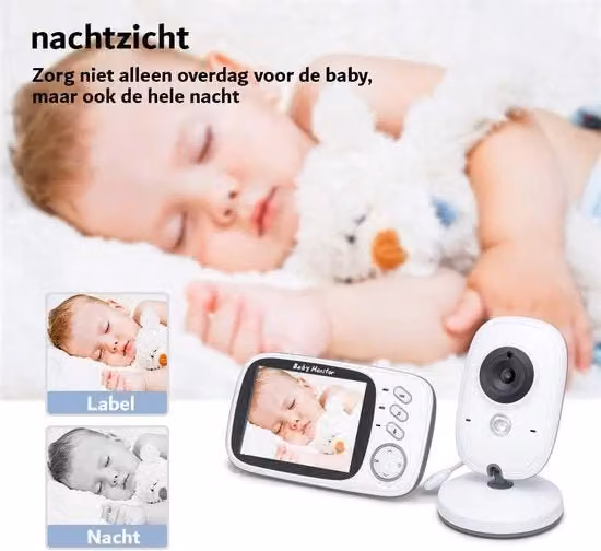 Baby Monitor con Fotocamera e Visore da 3,2 Pollici, Visione Notturna, Controllo App e Comunicazione Bidirezionale, Bianco