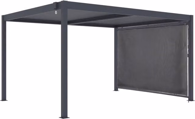 Pergola bioclimatica Windsor Habitat Et Jardin in alluminio con tenda da sole, Grigio, L: 4 m, P: 3 m – 1