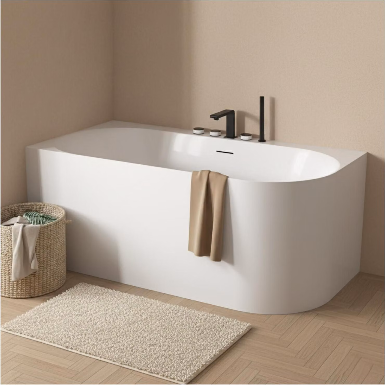Vasca da bagno semi-autoportante in acrilico bianco 170cm - Angolo sinistro FORMA