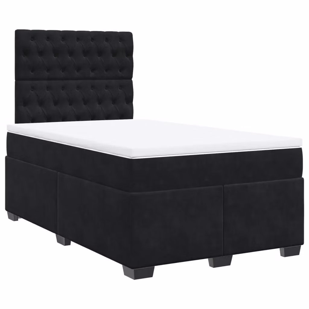 Letto Ibrido con Giroletto a Molle e Materasso vidaXL in Velluto Nero e Bianco L/P/H: 200 x 120 x 150,5 cm – 2