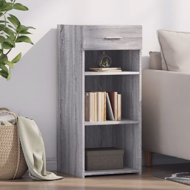 Credenza moderna vidaXL in legno multistrato e MDF, Grigio Sonoma, L 40 cm x P 42,5 cm x H 93 cm, da appendere a parete