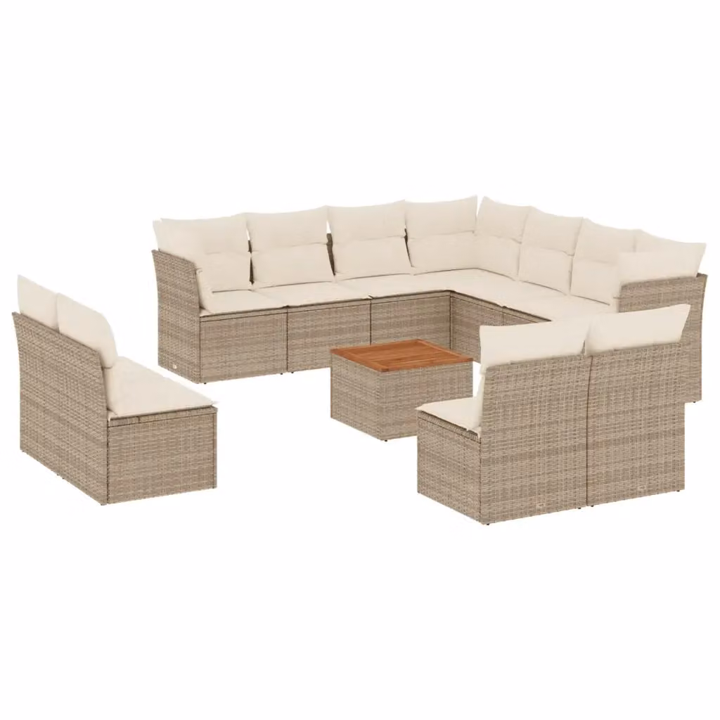 Set di divani da giardino VIDAXL in polyrattan con cuscini beige, design moderno a L per 12 persone – 2