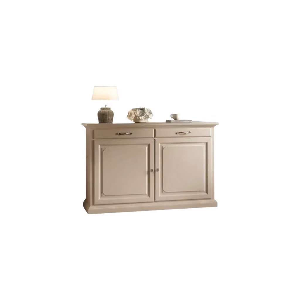 Madia credenza shabby chic in legno massello con 2 porte color avorio Mobili 2G L/P/H: 172 x 52 x 110 cm – 5