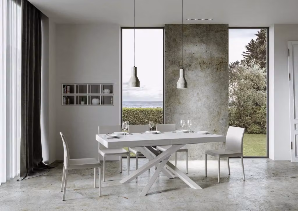 Tavolo allungabile Volta Premium Bs Com bianco frassino con telaio bianco L/P/H: 160 x 90 x 77 cm (estendibile fino a 264 cm) – 2
