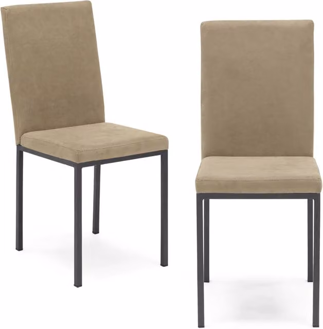 Set di 2 sedie imbottite Redokasa in microfibra beige e marrone con struttura in metallo, design moderno per soggiorno, sala da pranzo, cucina o ufficio in casa – 1
