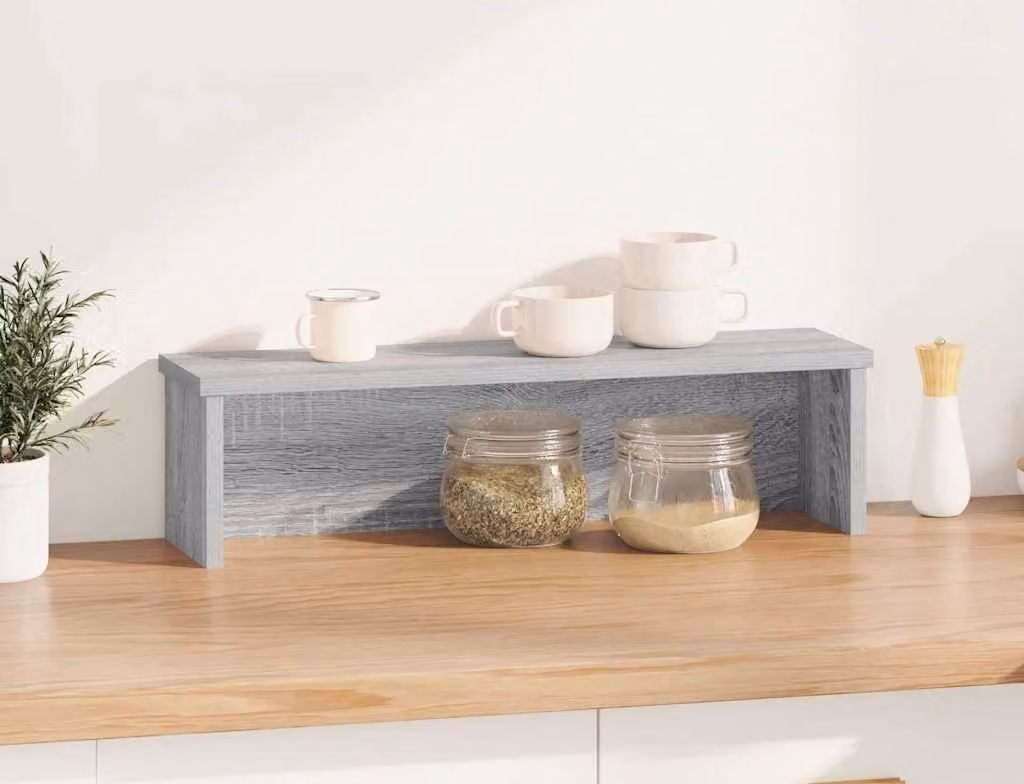 Scaffale da Cucina Impilabile Grigio Sonoma 60x15x16 cm