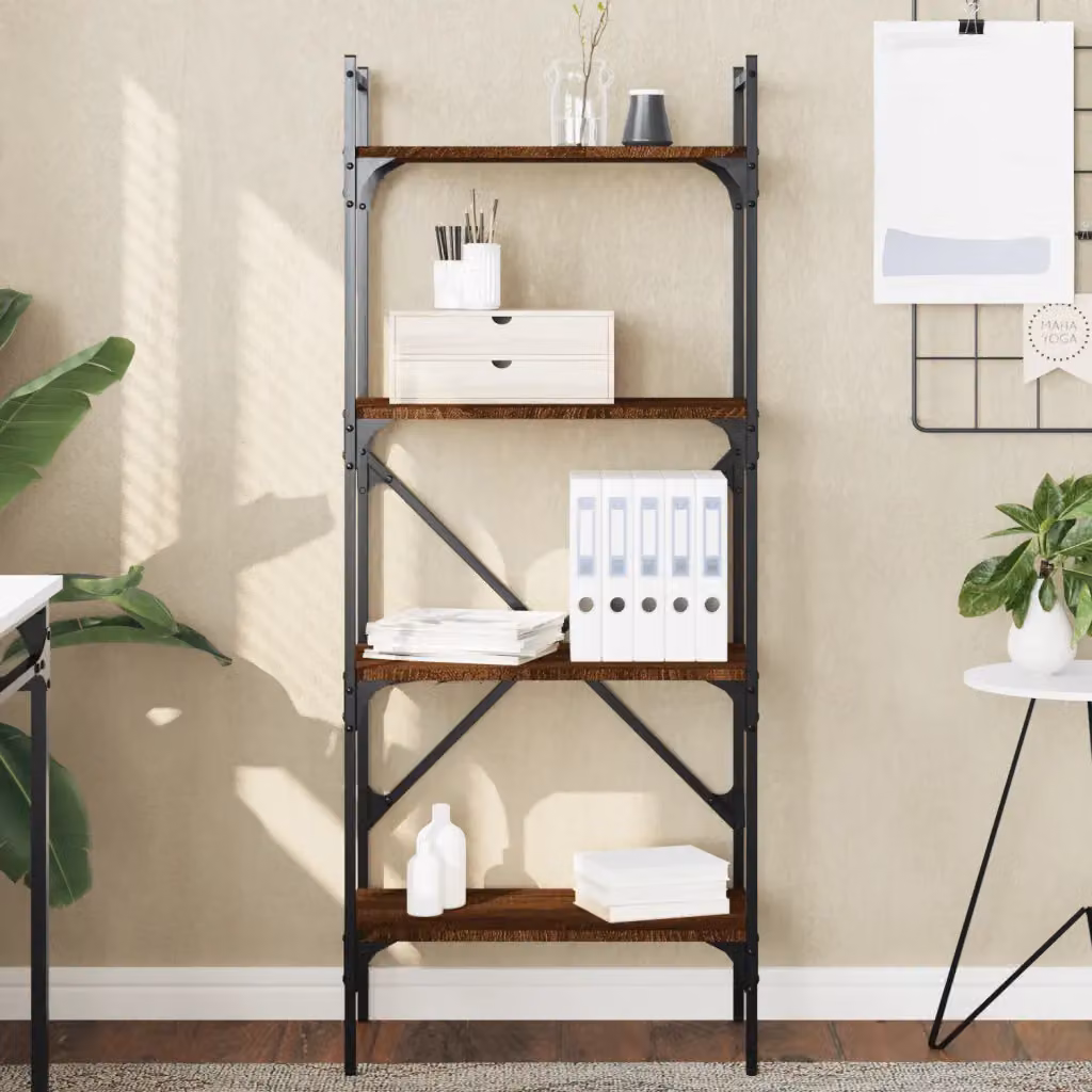 Libreria vidaXL in stile industriale con 4 ripiani, Rovere Marrone, L 56 cm x P 31,5 cm x H 138,5 cm