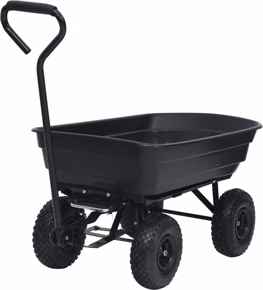 Carrello Manuale Ribaltabile da Giardino 300 kg 75 L Nero