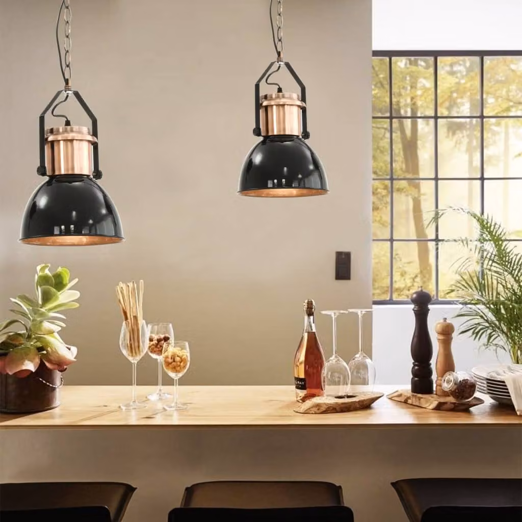 The Living Store Lampada da soffitto 2 pezzi nera rotonda E27