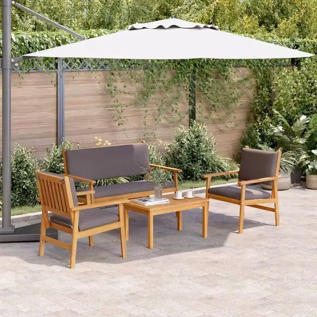 Set Divano da Giardino 4 pz 4-Numero di posti Marrone 3325228