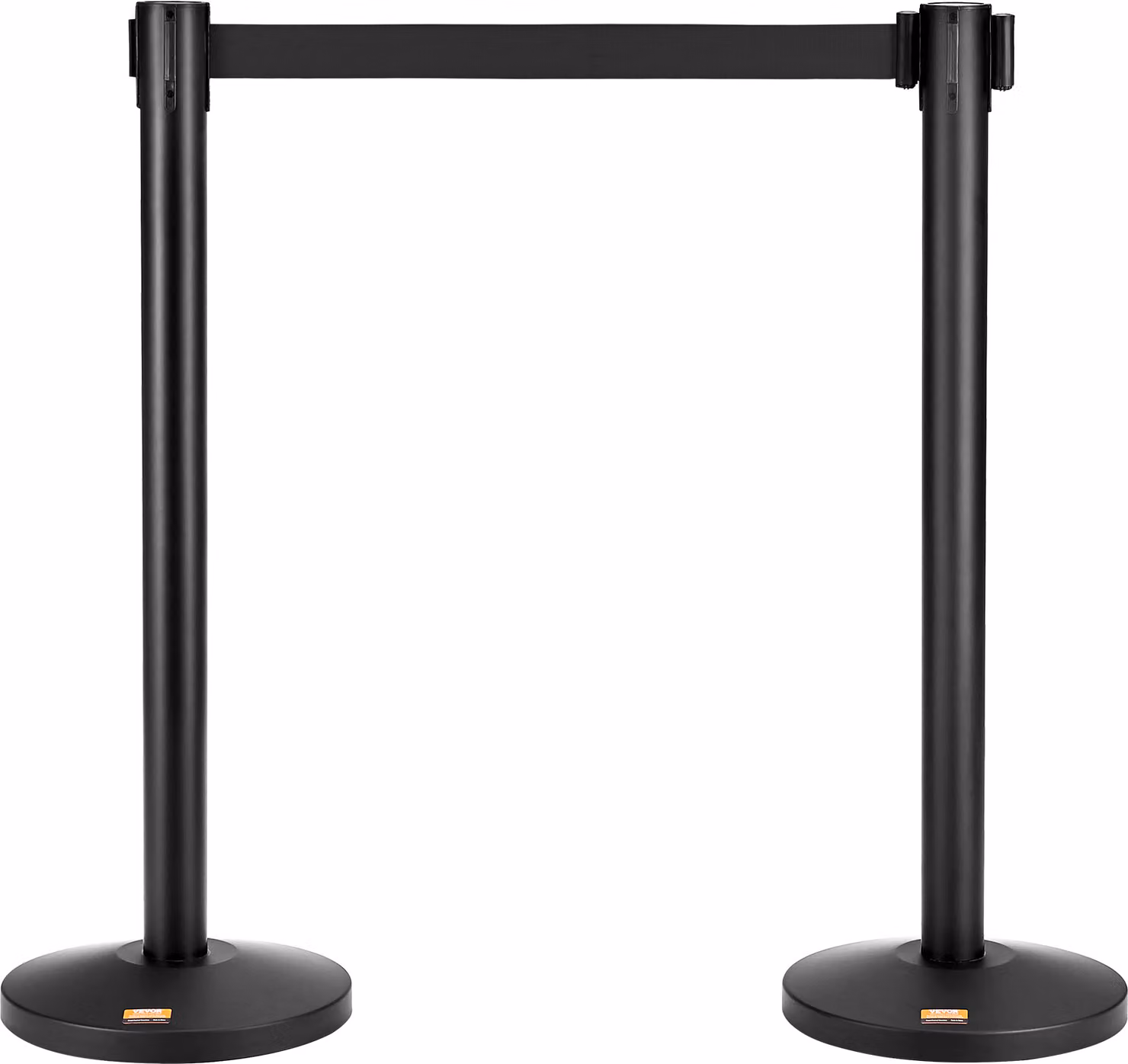 VEVOR Sistema di guida per il personale Nastro di sbarramento Paletti di sbarramento 2 pezzi, 3,3 m x 48 mm Nastro retrattile nero, sistema di guida per il personale Paletti di sbarramento Adatto per aeroporti, fiere, luoghi di competizione, ecc.