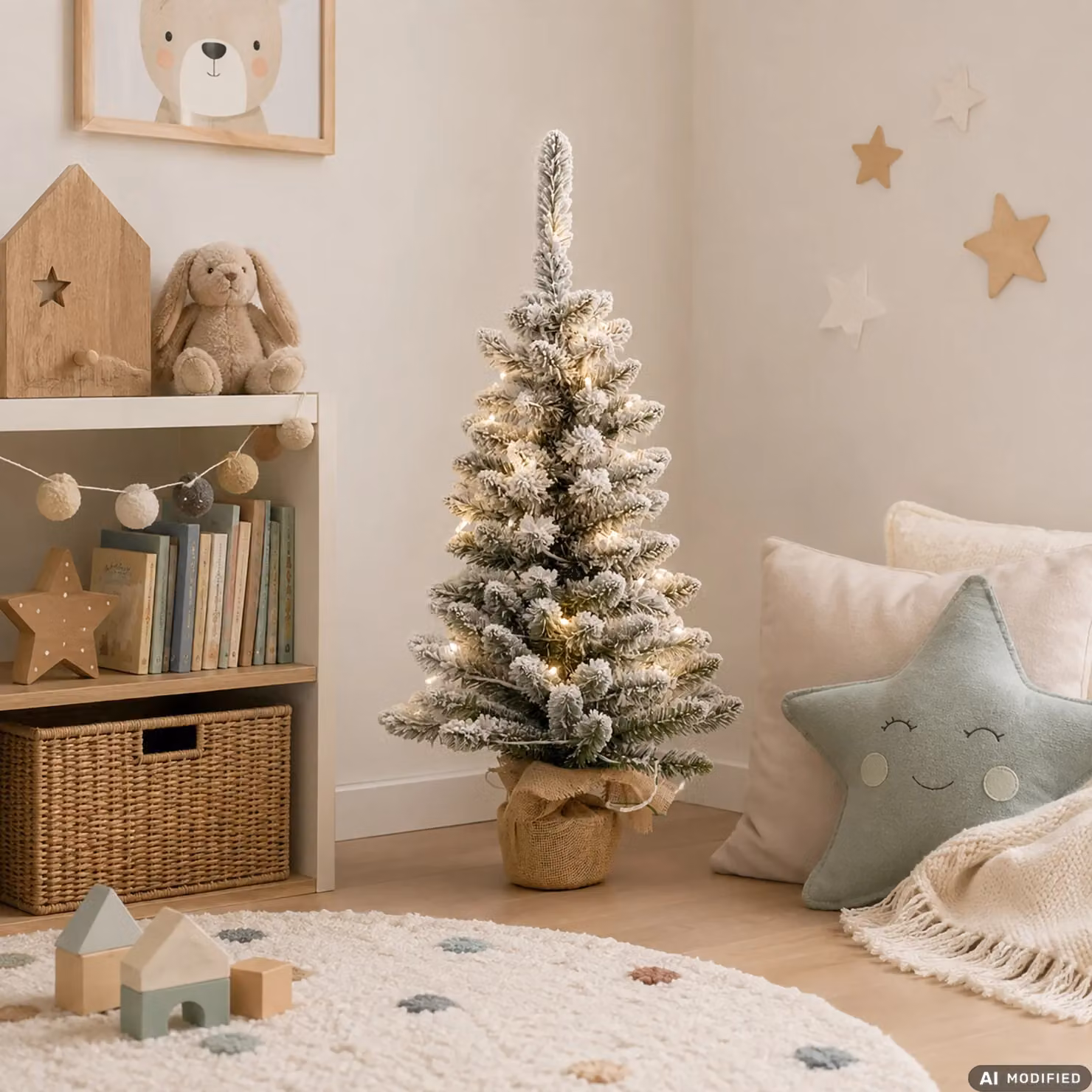 DICTROLUX Albero di Natale Innevato da Tavolo con 50 LED Bianco Caldo a Batteria, Colore Bianco, Altezza: 90 cm – 2