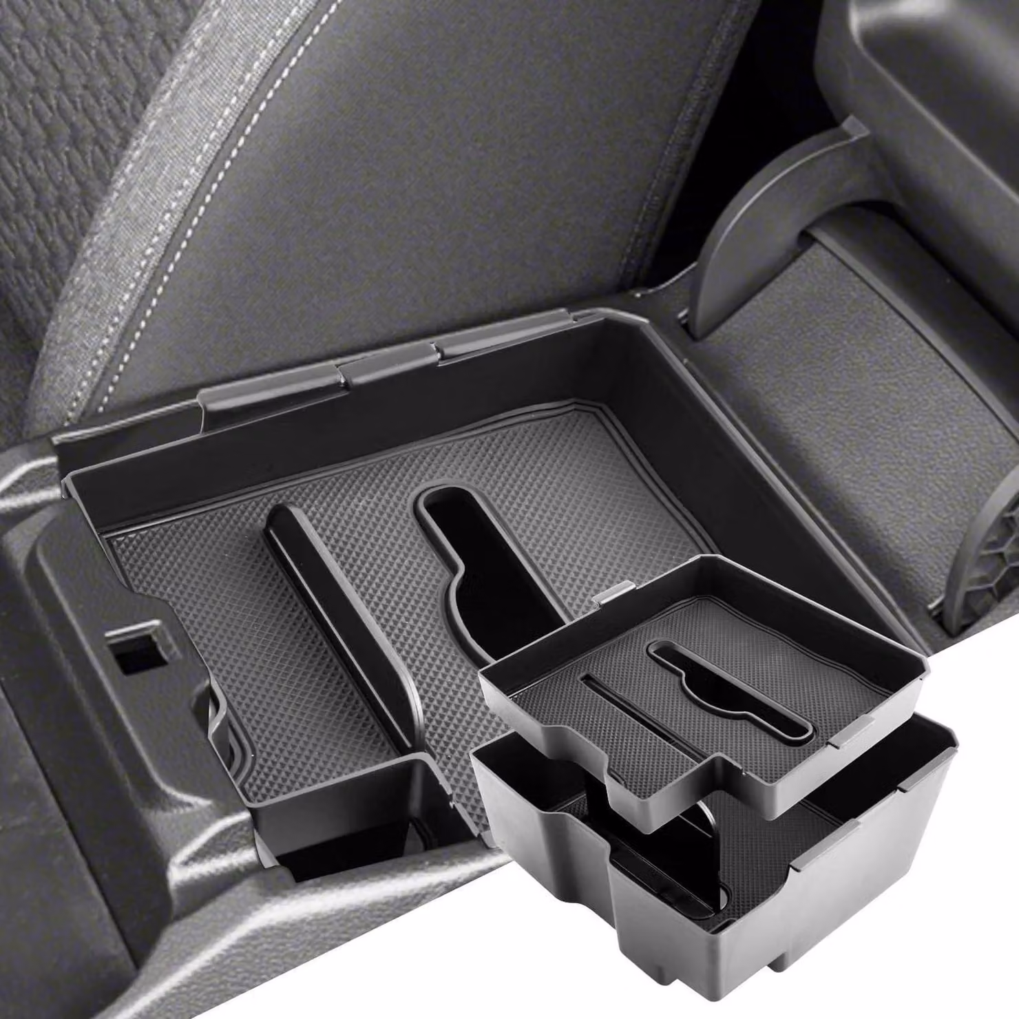 Contenitore portaoggetti per la console centrale, compatibile con Ford Ranger T9 dal 2023 al 2026, realizzato in ABS, a due scomparti